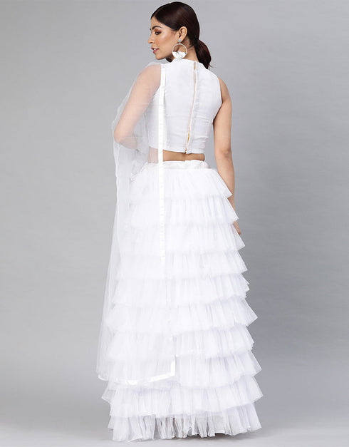 White Art Silk Lehenga Choli Closure View