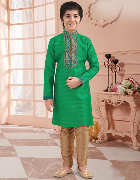Green Kurta Pajama Jaquard
