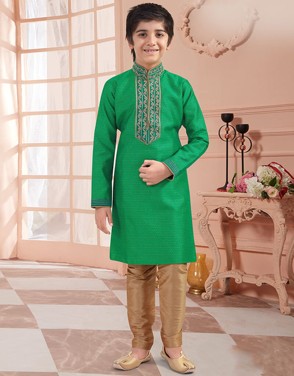 Green Kurta Pajama Jaquard