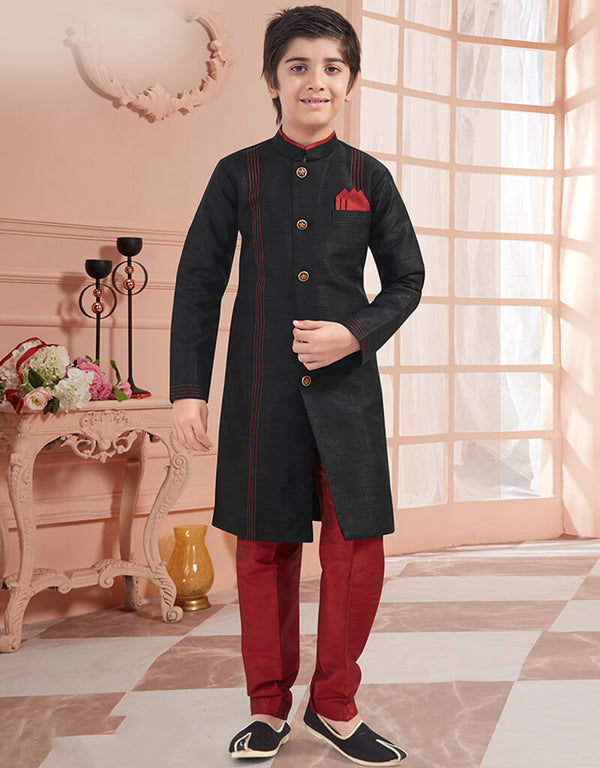 Black Kurta Pajama Banglore Silk