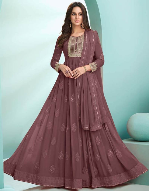 Chocolate Heavy Faux Georgette Anarkali Anarkali
