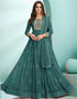 Teal Green Heavy Faux Georgette Anarkali Anarkali