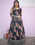 Black Latest Designer Party Wear Readymade Faux Georgette Gown