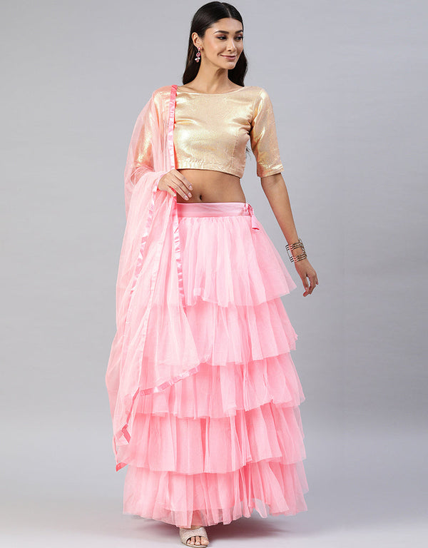 Gold Art Silk Lehenga Choli
