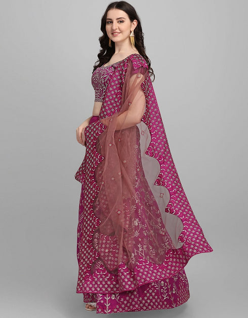 Purple Taffeta Lehenga Choli Closure View