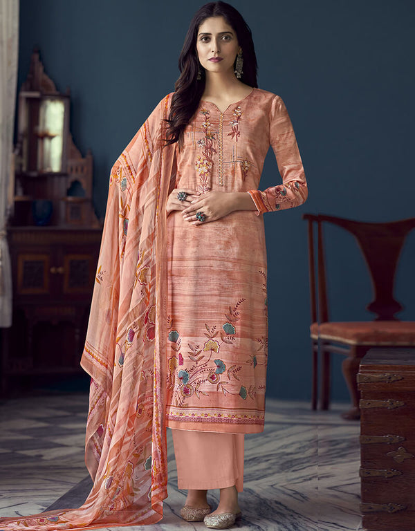 Peach Pure Airjet Jaam Satin Pant Straight