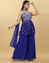 Blue Georgette Palazzo Suit Closure View