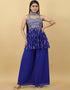 Blue Georgette Palazzo Suit