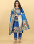 Blue Paithani Silk Pant Suit Closure View