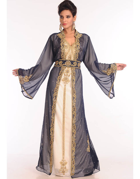 Chic Multi Color Georgette Hand Embroidery Party Wear Kaftan