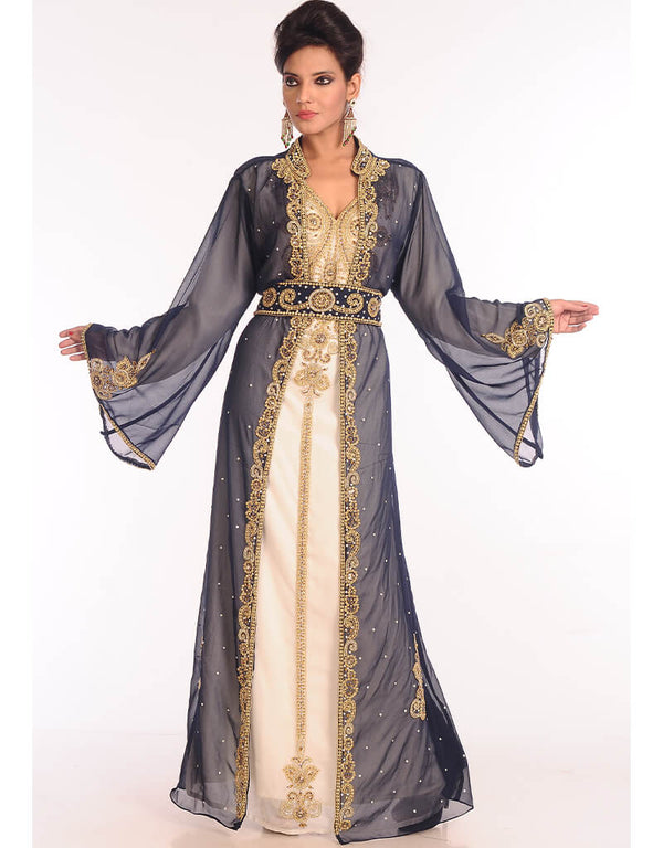 Chic Multi Color Georgette Hand Embroidery Party Wear Kaftan