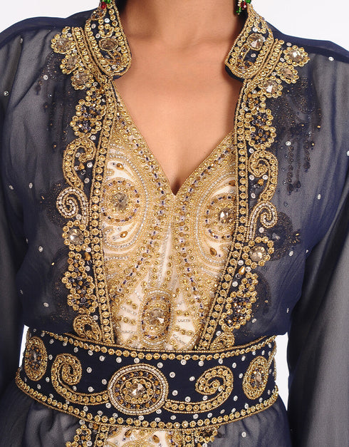 Chic Multi Color Georgette Hand Embroidery Party Wear Kaftan