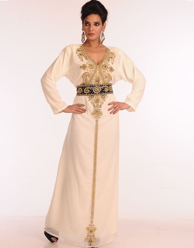 Latest Green Georgette Multi Embroidery Moroccan Kaftan main image 0