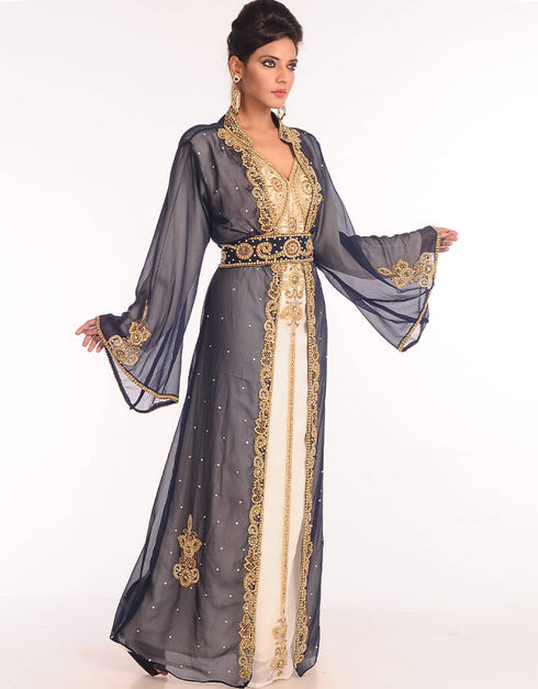 Chic Multi Color Georgette Hand Embroidery Party Wear Kaftan