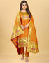 Mustard Paithani Silk Pant Suit Closure View