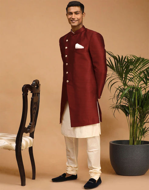 Cream Kurta Dhupion Silk Chudidaar Closure View