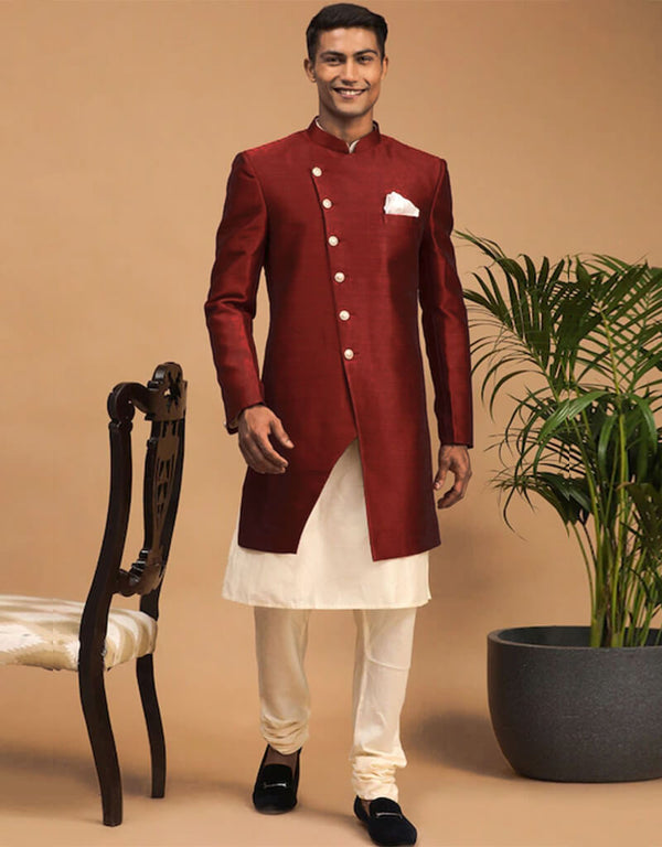 Cream Kurta Dhupion Silk Chudidaar