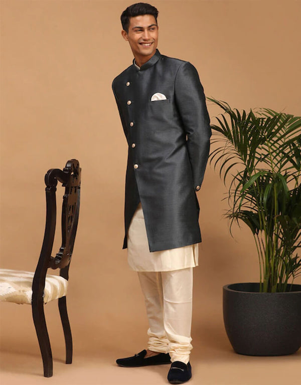 Cream Kurta Dhupion Silk Chudidaar