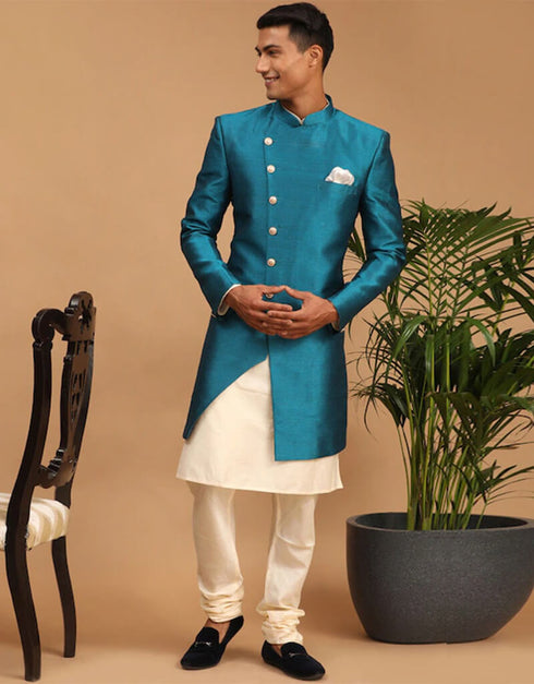 Cream Kurta Dhupion Silk Chudidaar Closure View