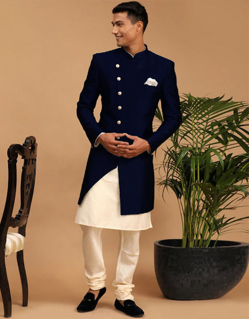 Cream Kurta Dhupion Silk Chudidaar Closure View