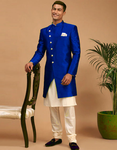 Cream Kurta Dhupion Silk Dhoti Closure View