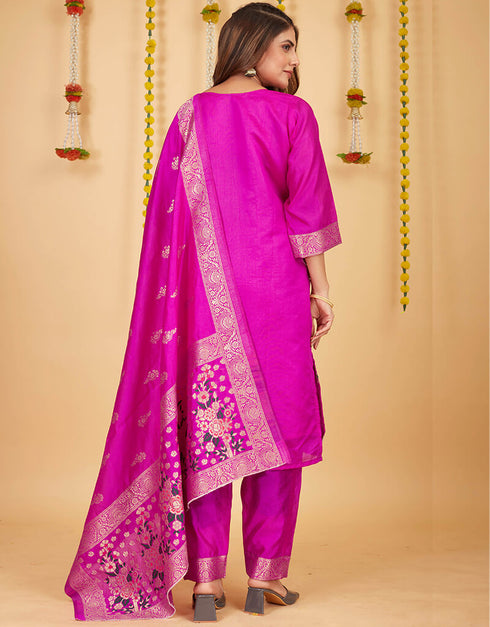 Pink Pure Soft Silk Pant Straight Salwar Kameez