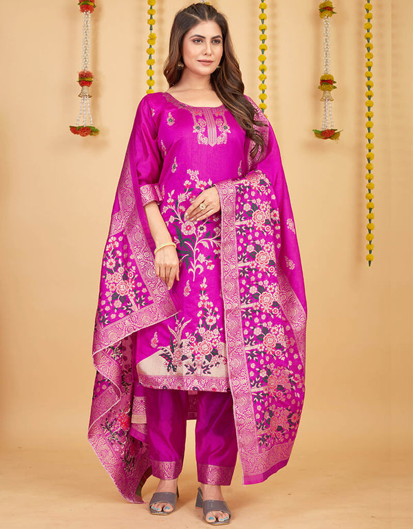 Pink Pure Soft Silk Pant Straight