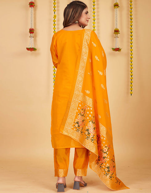 Mustard Pure Soft Silk Pant Straight Salwar Kameez