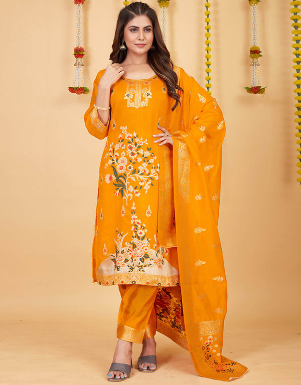 Mustard Pure Soft Silk Pant Straight