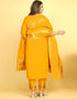Mustard Pure Soft Silk Pant Straight Back View