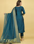 Teal Blue Pure Soft Silk Pant Straight Salwar Kameez