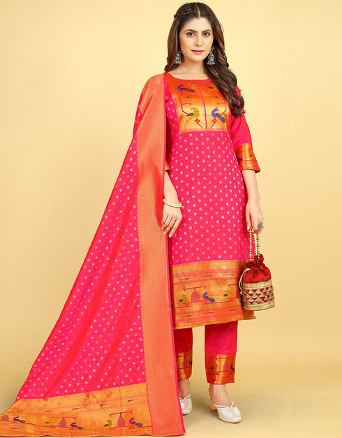 Pink Pure Soft Silk Pant Straight Closure View