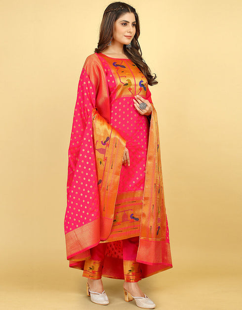 Pink Pure Soft Silk Pant Straight Back View
