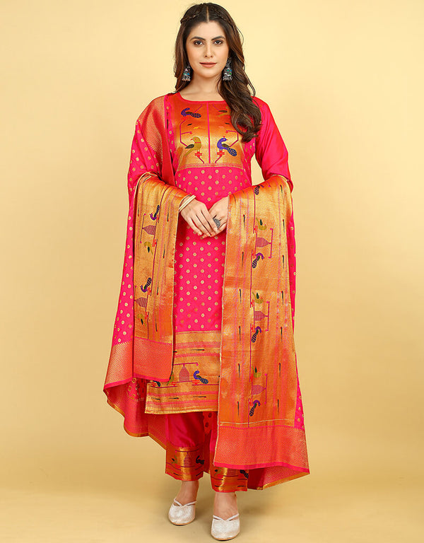 Pink Pure Soft Silk Pant Straight