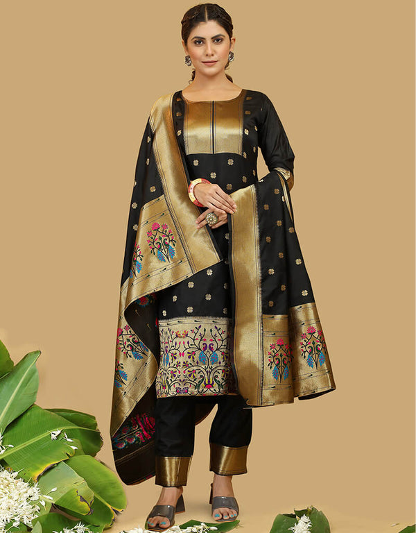 Black Pure Soft Silk Pant Straight