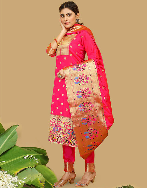Pink Pure Soft Silk Pant Straight Closure View