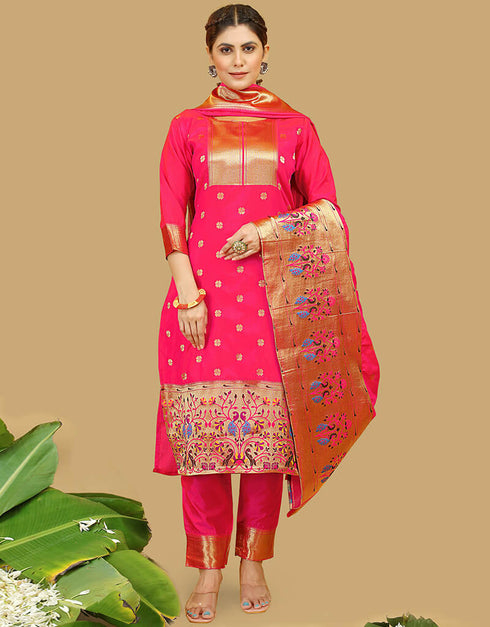 Pink Pure Soft Silk Pant Straight