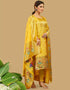 Yellow Pure Soft Silk Pant Straight Back View