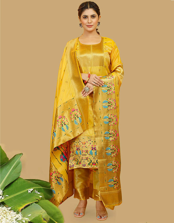 Yellow Pure Soft Silk Pant Straight