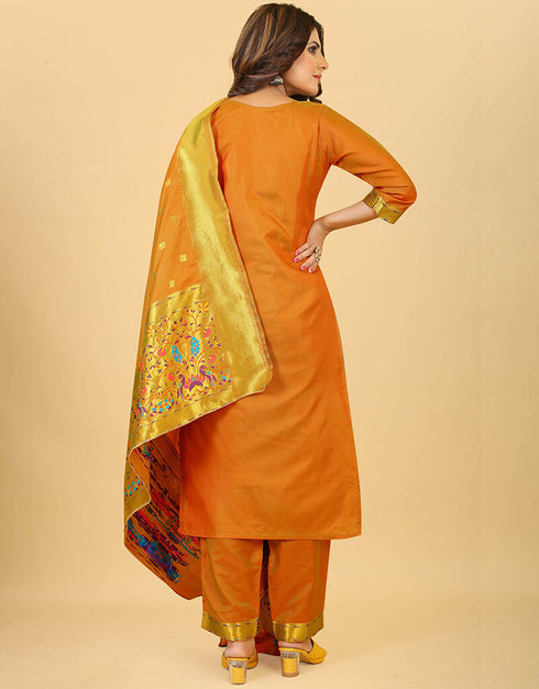 Mustard Pure Soft Silk Pant Straight Salwar Kameez