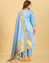Blue Pure Soft Silk Pant Straight Salwar Kameez