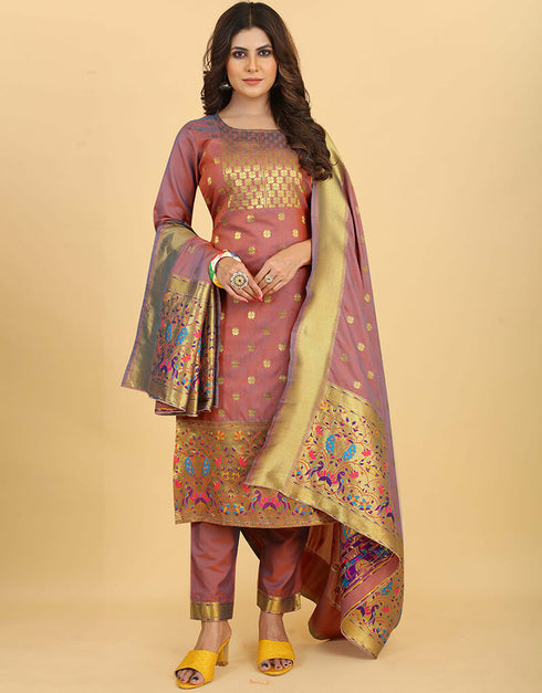 Onion Pink Pure Soft Silk Pant Straight Closure View