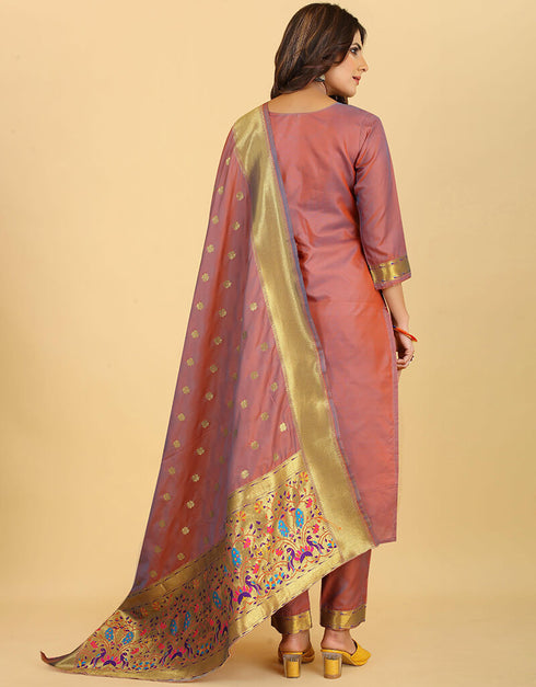 Onion Pink Pure Soft Silk Pant Straight Salwar Kameez