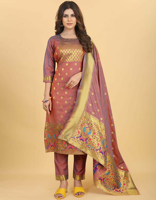 Onion Pink Pure Soft Silk Pant Straight