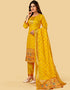 Yellow Pure Soft Silk Pant Straight Back View