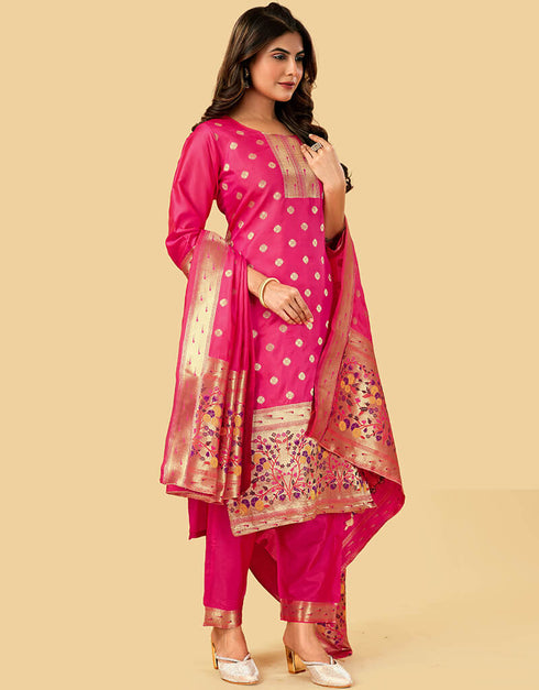 Pink Pure Soft Silk Pant Straight Back View