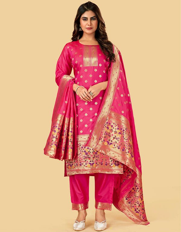Pink Pure Soft Silk Pant Straight