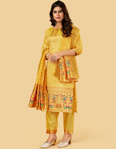 Yellow Pure Soft Silk Pant Straight