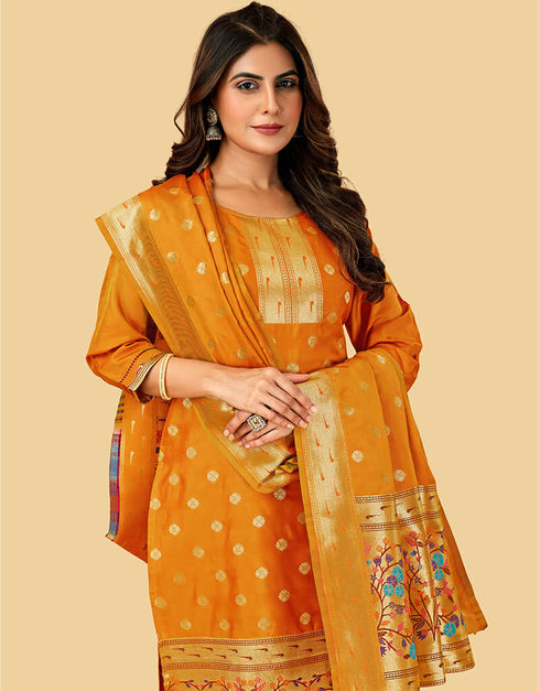 Mustard Pure Soft Silk Pant Straight Salwar Kameez