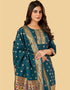 Teal Pure Soft Silk Pant Straight Salwar Kameez